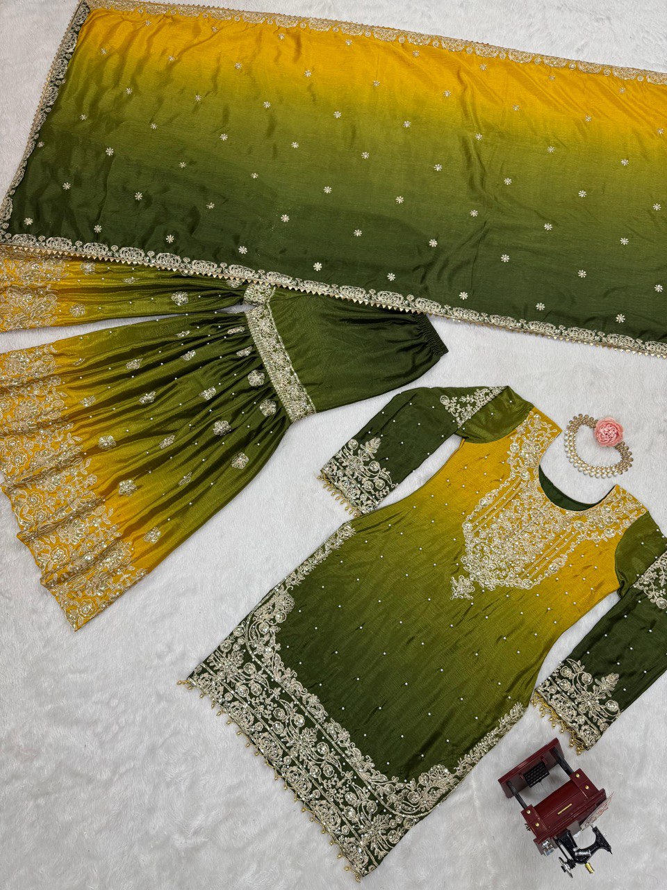 Latest New Designer Heavy Chinon Suit