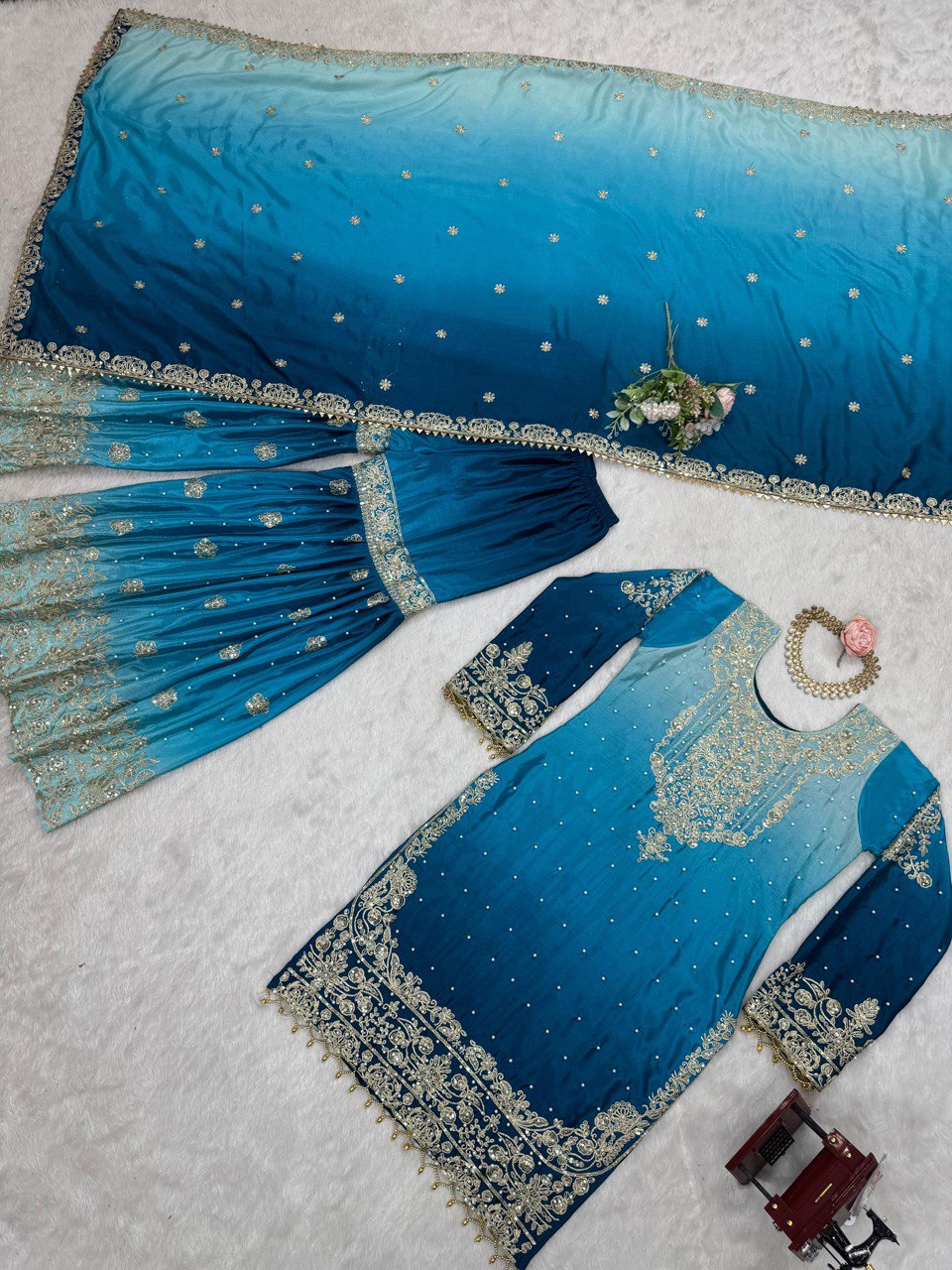 Latest New Designer Heavy Chinon Suit