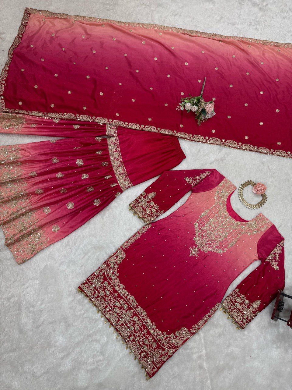 Latest New Designer Heavy Chinon Suit