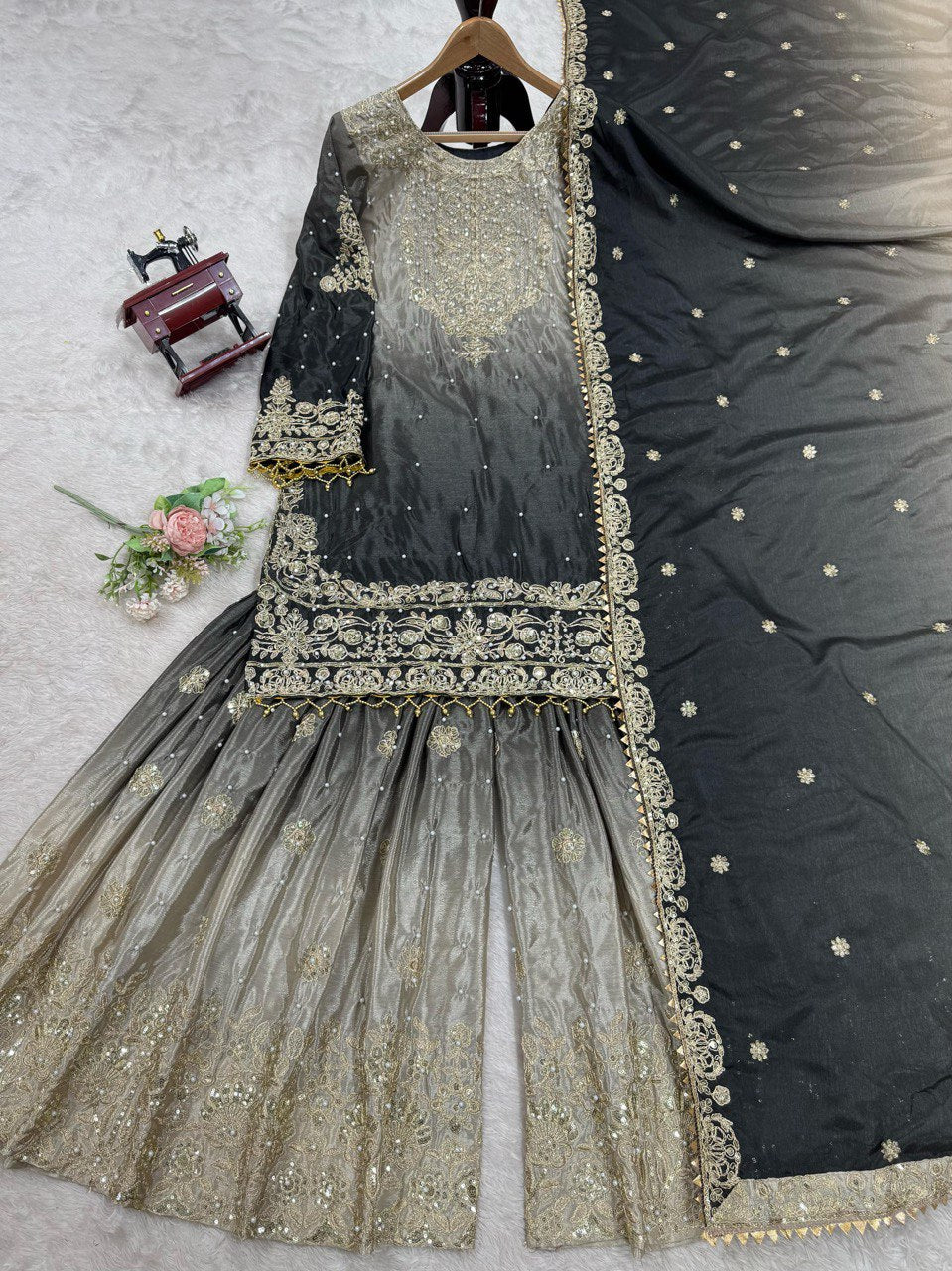 Latest New Designer Heavy Chinon Suit