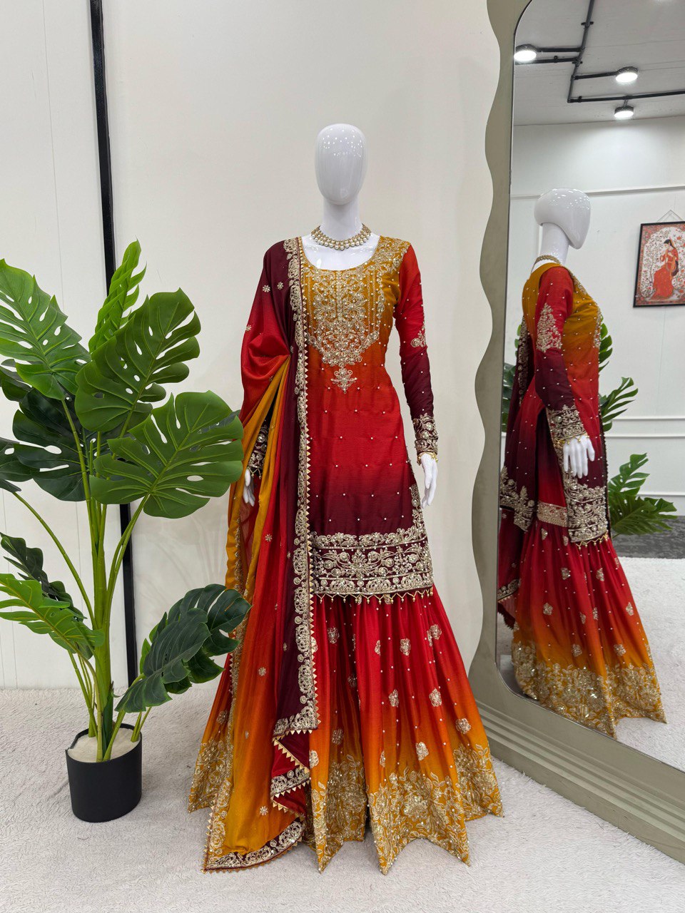 Latest New Designer Heavy Chinon Suit