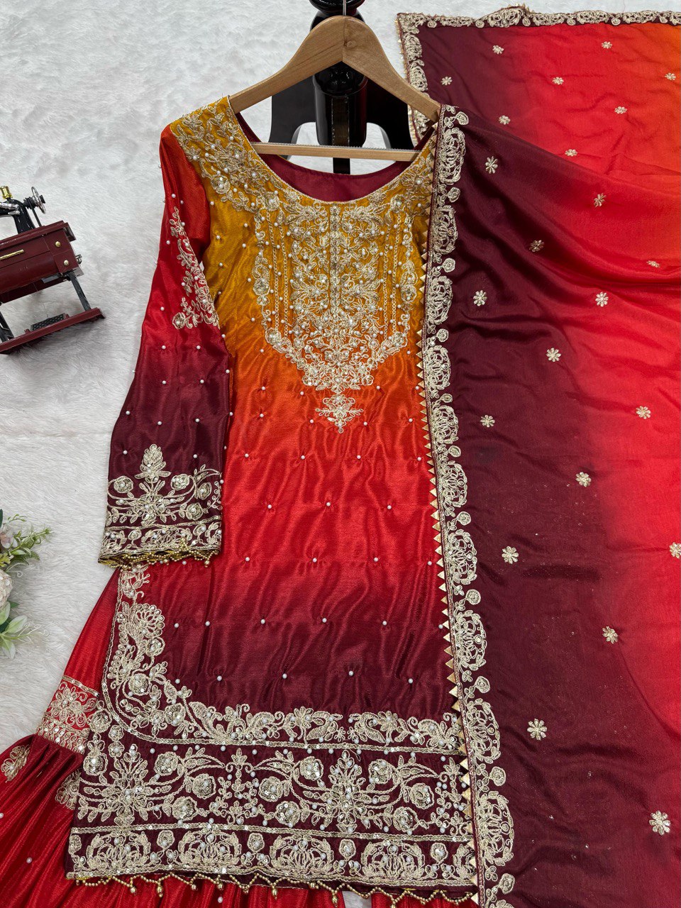 Latest New Designer Heavy Chinon Suit