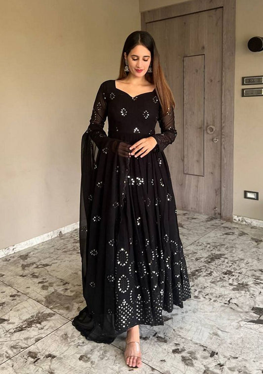 New Anarkali Black Gown With Sequence