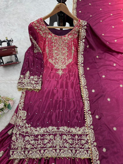 Latest New Designer Heavy Chinon Suit